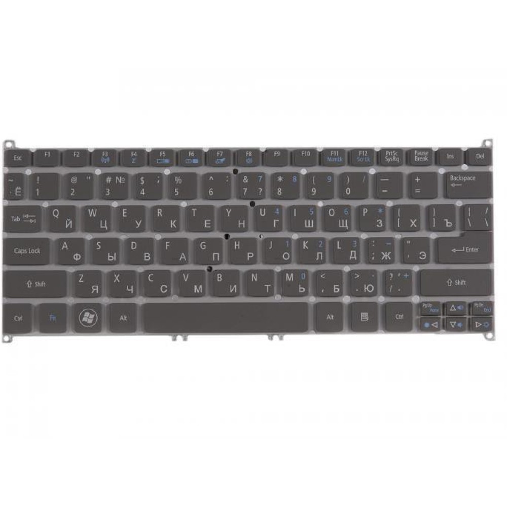 Клавиатура для ноутбука Acer S3, One 725, One 756   NSK R10PW   KB.I100A.228, No frame Grey
