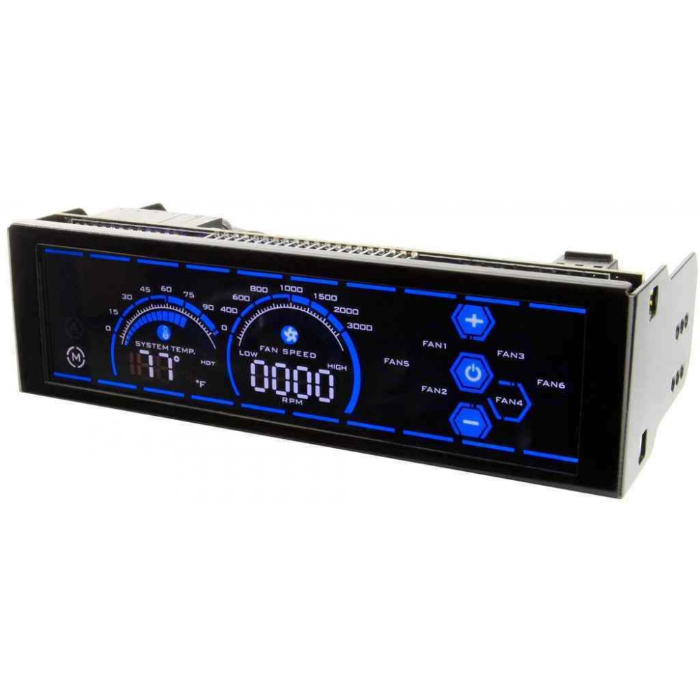 Реобас ALSEYE a-100L контроллер управления вентиляторами 6-канальный с сенсорным дисплеем и датчиками температуры Black/Blue
